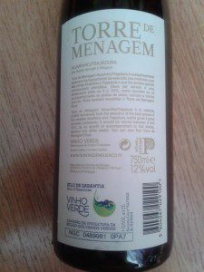 Torre de Menagem 2013, Vinho Verde. Subzona Monçao e Melgaço. 2 Torre Menagem 2013